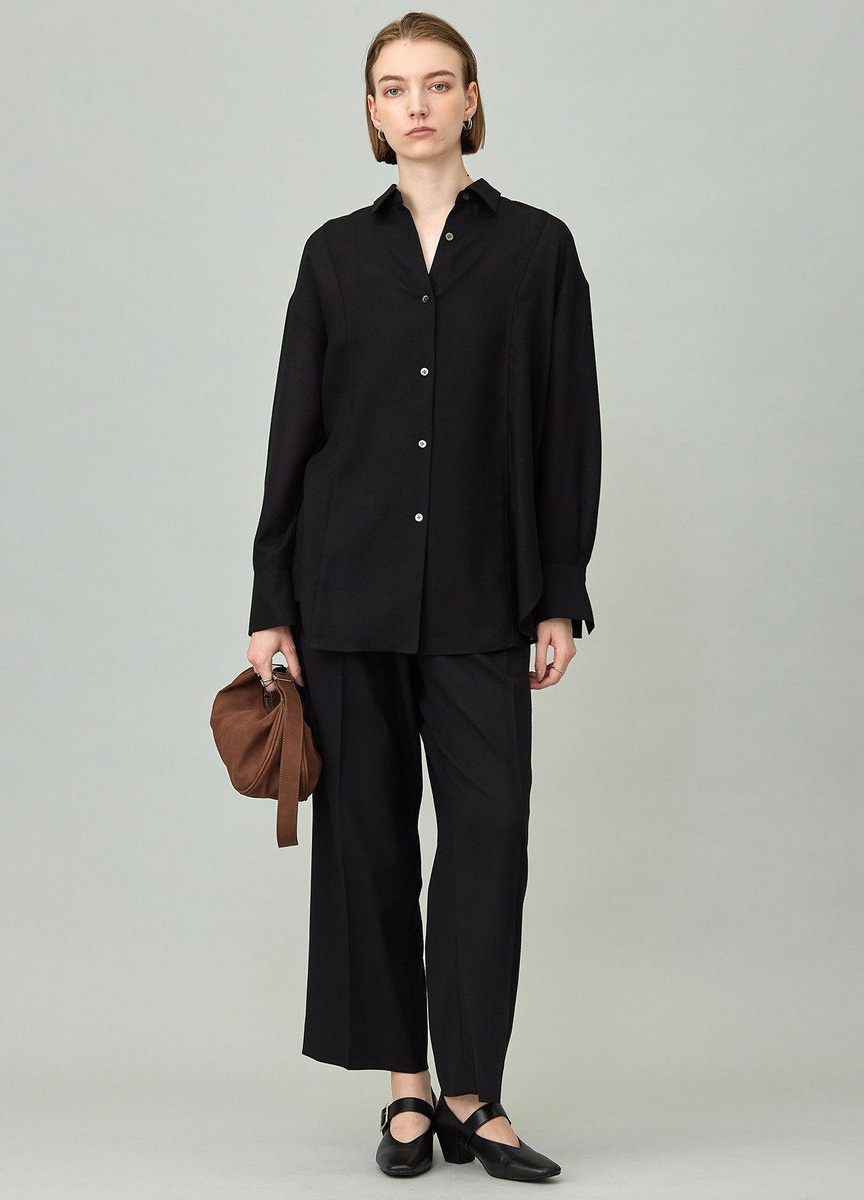 拚紗公主線剪接長袖襯衫